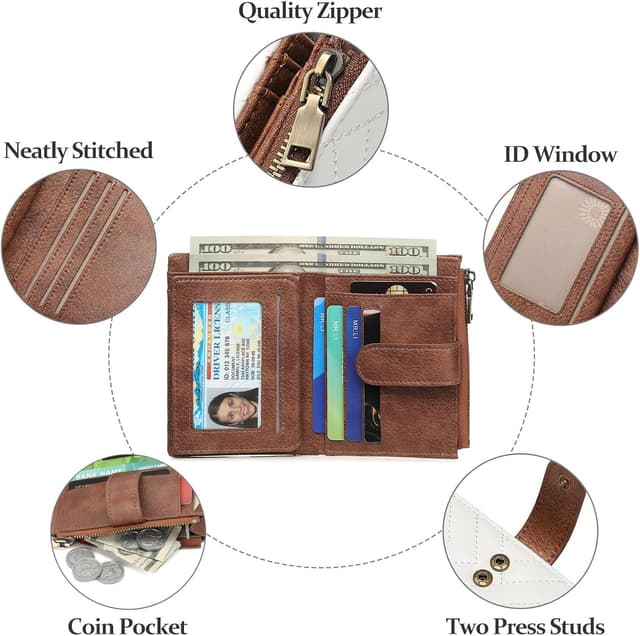 Detalle de GAEKEAO Damen-Geldbörse klein mit RFID-Blockierung und Reißverschlusstasche