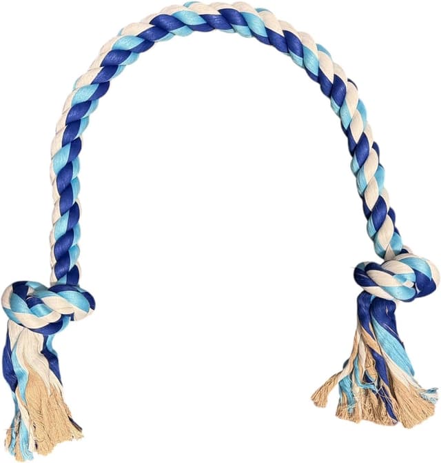 Detalle 2 de Pet Guru XL Dog Rope Toy (138 cm) – braided knotted tug rope with tassels