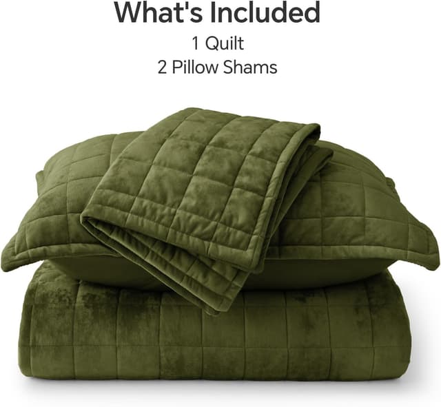 Detalle 2 de BEDELITE Velvet Quilt Set (King Size) — Lightweight Luxury Velvet Comforter Bedding Set, 3-Piece