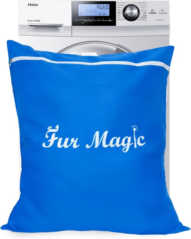 Detalle de Fur Magic Pet Laundry Bag (Blue) – large washing machine pet hair remover bag