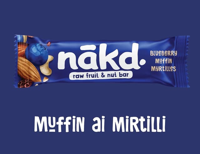 Detalle de Nākd Muffin ai Mirtilli barrette crude 18 x 35 g, vegan e senza zuccheri aggiunti