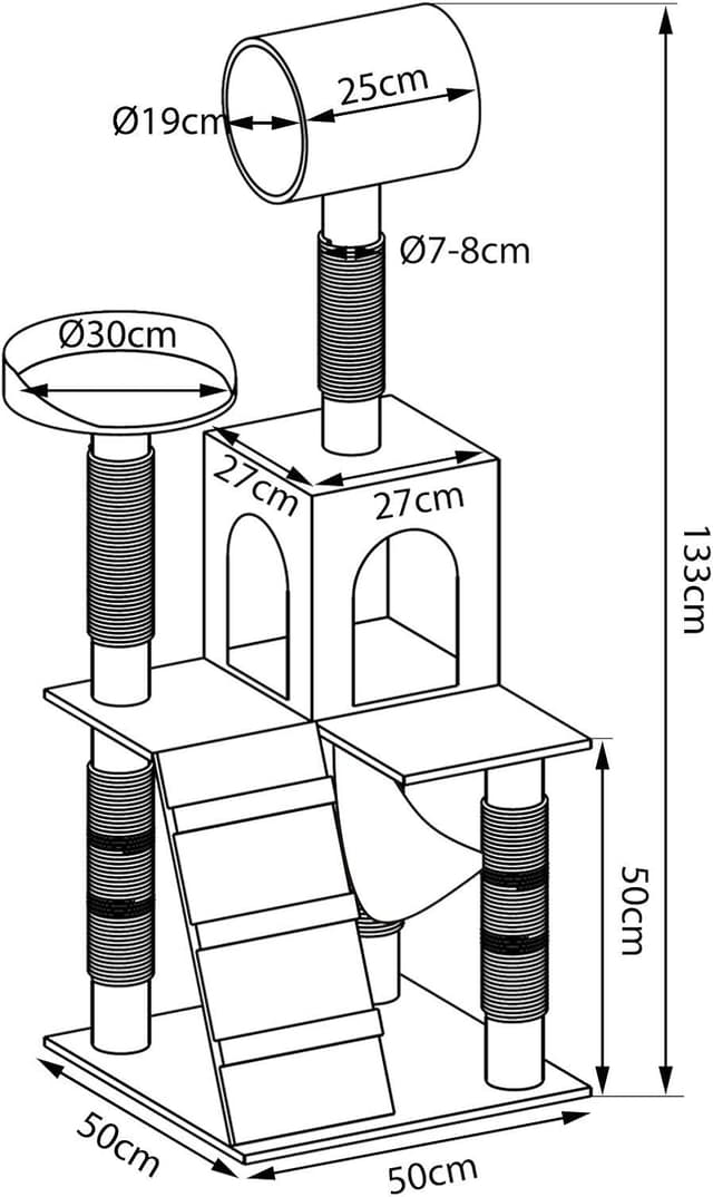 Thumbnail 6 de lionto Katzenkratzbaum mit Hängematte 133 cm