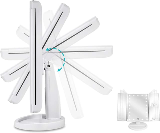 Detalle 2 de deweisn Tri-Fold Lighted Vanity Mirror 3X ๐