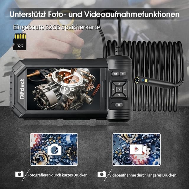 Thumbnail 2 de DPduct Endoskopkamera mit Licht: Dual-Lens Inspektionskamera (10 m) mit 5,0-Zoll-IPS-Display