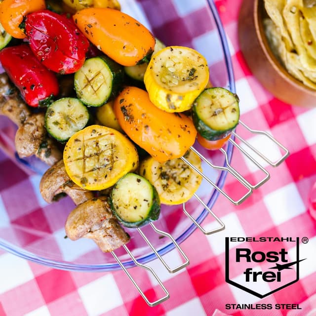 Detalle 2 de Wilhelm Sell 8 spiedini BBQ doppia punta in acciaio inox 430, 30 cm