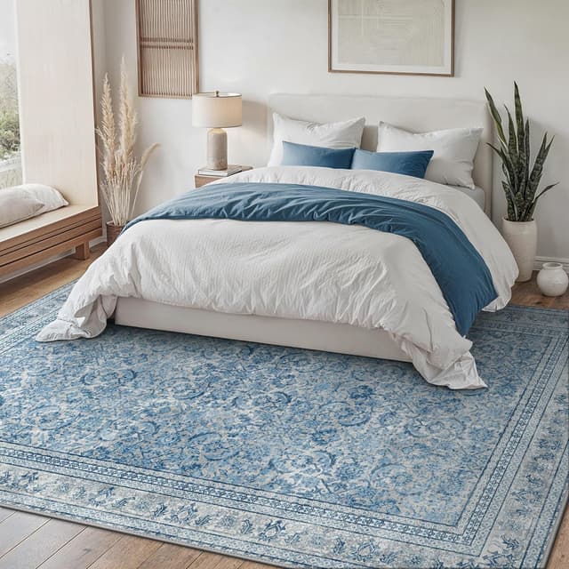 Thumbnail 6 de BEIMO Tapis de salon 120x170 cm style oriental vintage à poils courts, antidérapant bleu foncé