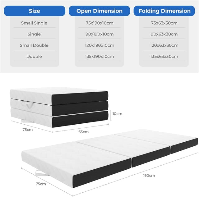 Detalle de Vesgantti Folding Mattress 10 cm gel memory foam