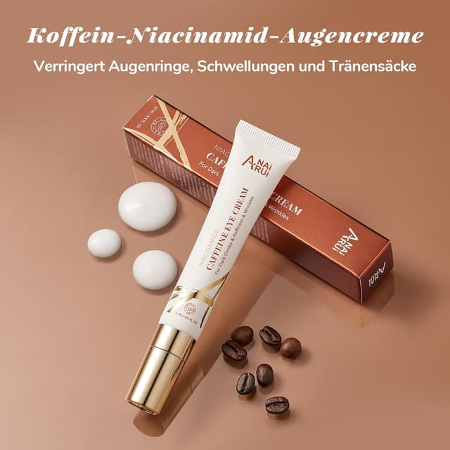 Detalle de ANAiRUi Koffein Niacinamid-Augencreme mit Augenroller gegen dunkle Augenringe & Schwellungen