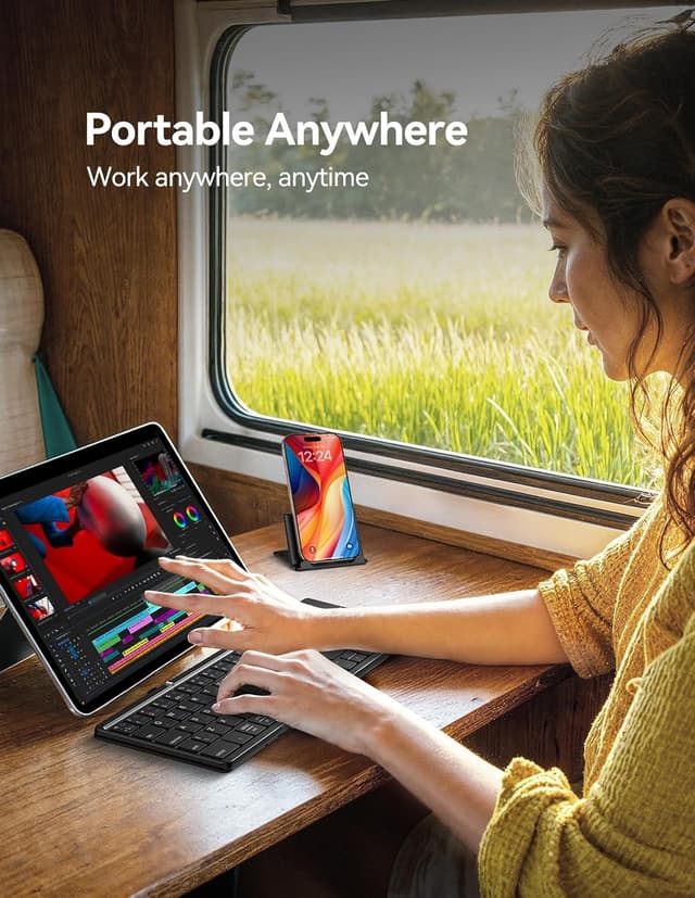 Thumbnail 6 de TECKNET Foldable Bluetooth Keyboard with Touchpad (64-key) — pocket travel mini keyboard with trackpad & numeric keypad