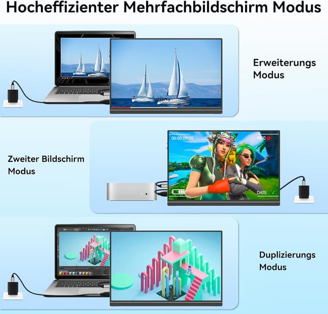 Detalle 1 de Veout 16 Zoll Portable Monitor mit IPS