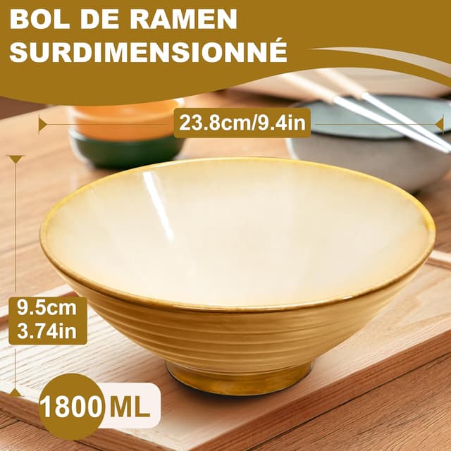 Thumbnail 2 de Ensemble de 2 bols ramen céramiques 9,4 pouces ⚙