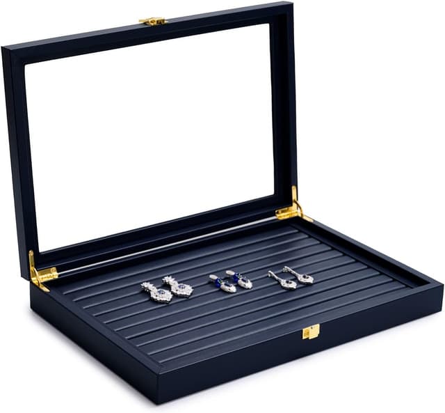 Thumbnail 4 de Papten Bandeja apilable para joyas con tapa de piel azul💍