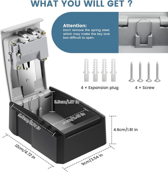 Detalle 2 de Mejasg wasserdichter Schlüsseltresor mit 4-stelligem Zahlencode und abnehmbaren Haken