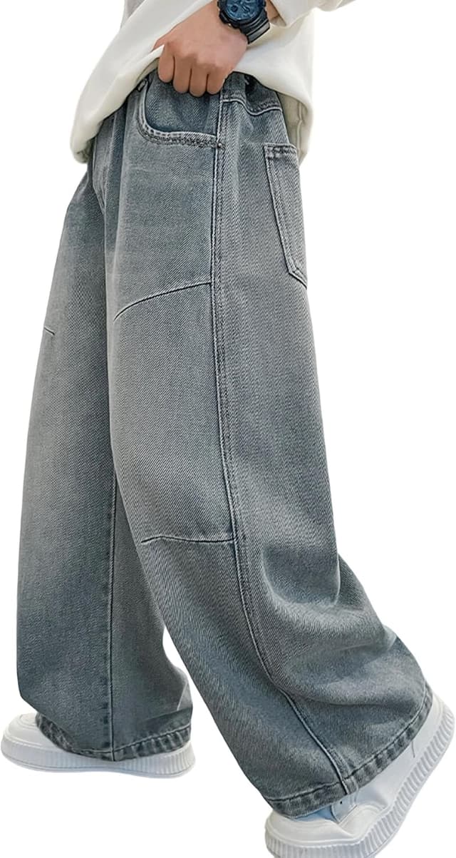 Detalle de Rolanko Baggy Jeans für Jungen – weites Bein mit elastischem Bund & mehreren Taschen