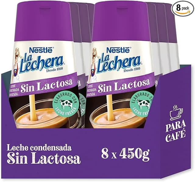 Detalle de Nestl茅 La Lechera Leche Condensada Desnatada sin Lactosa 馃 Caja 8x450g