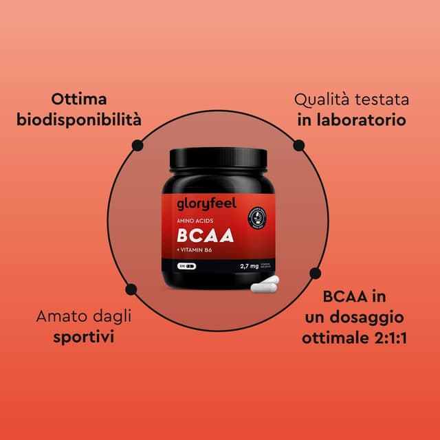 Detalle de Gloryfeel BCAA 2:1:1 2.1.1 con vitamina B6, 330 compresse (vegan)