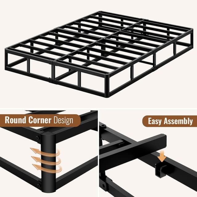 Detalle de Mashomdec Full Size 10 Inch Heavy-Duty Metal Box Spring (up to 2500 lbs) with Noise-Free Frame and Removable Cover