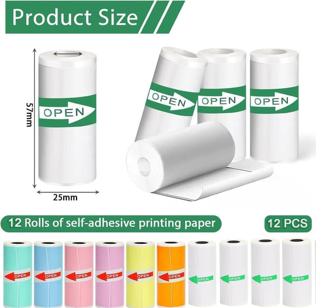 Detalle de Farnirvana 12 rotoli di carta termica 57 x 25 mm per mini stampanti e stampanti fotografiche istantanee