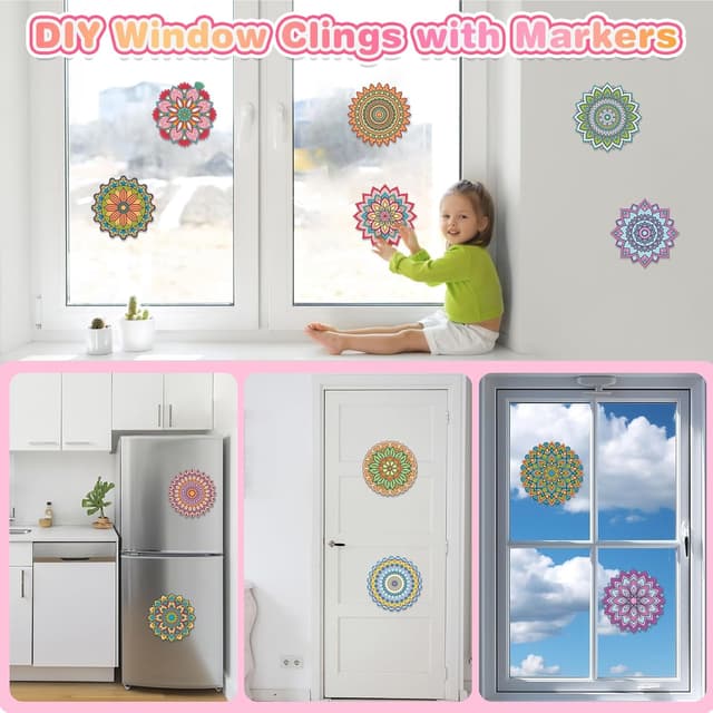 Detalle 2 de WhizWinks DIY Window Art Craft Kit (ages 5–10) – Creative Suncatchers Window Clings with Markers