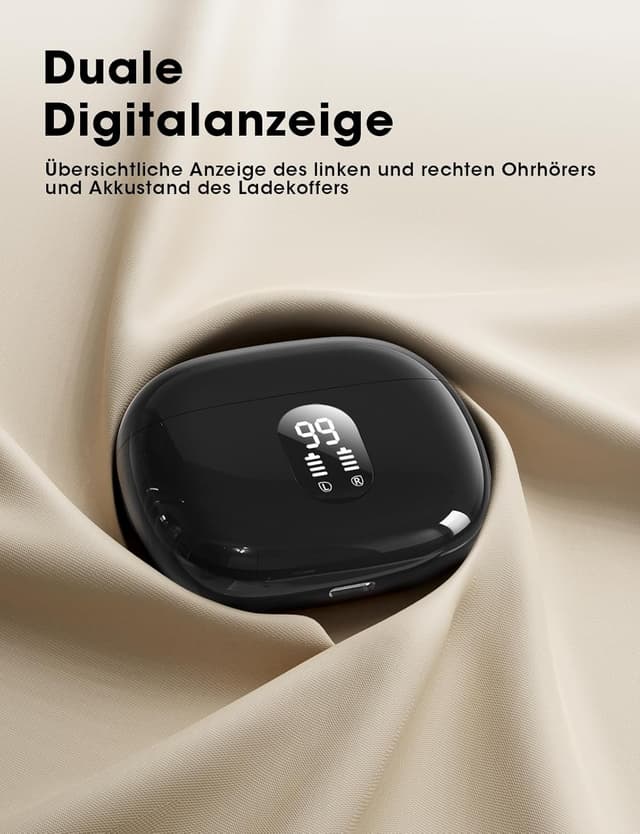 Detalle 2 de ZZU 2026 Bluetooth In-Ear-Kopfhörer kabellos (Bluetooth 5.4, 4× ENC Mikrofone, IPX7) – mit LED & bis zu 48 Std. Spielzeit