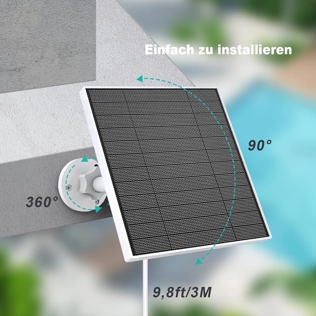 Detalle 2 de Solarpanel für Eufy Kamera (5W) mit USB-C Anschluss, IP65 wetterfest – passend für EufyCam Modelle wie 3/3C/2/2 Pro/2C