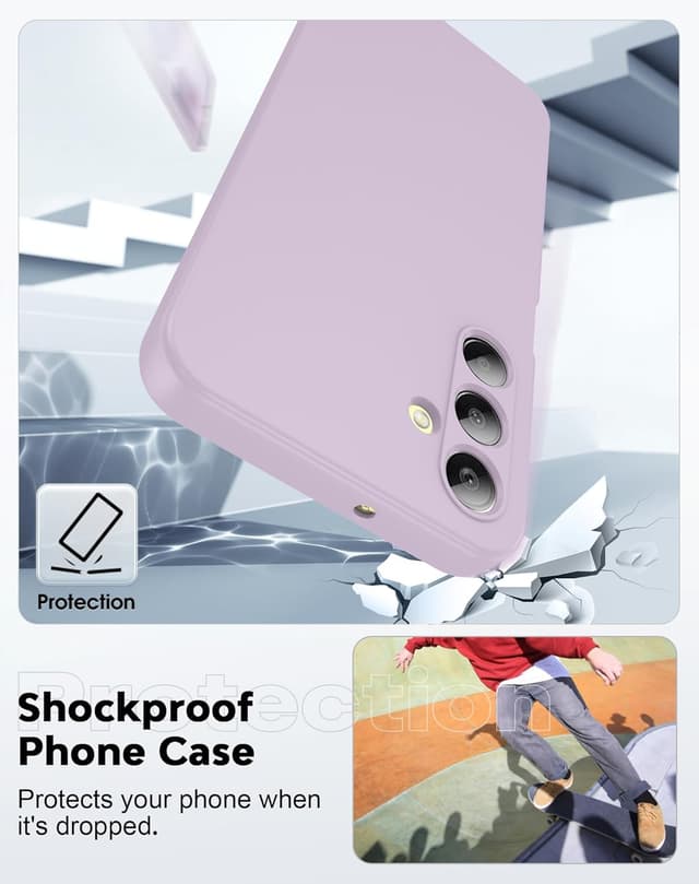 Detalle 2 de LeYi Galaxy A25 5G Case (Purple) with 2-Pack HD Screen Protectors