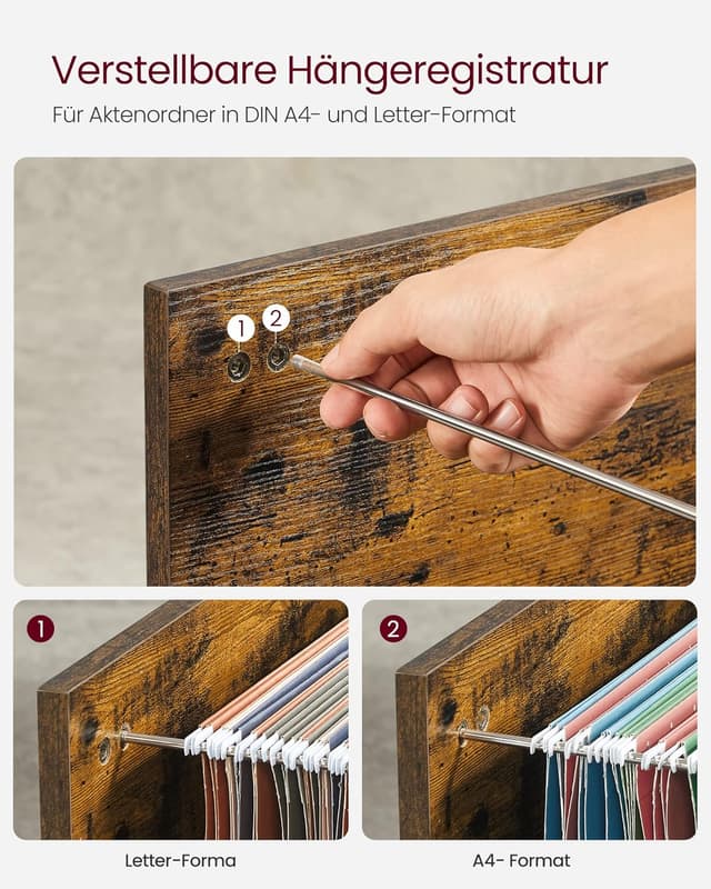 Detalle 1 de VASAGLE Rollcontainer OFC041B01 mit Rollen