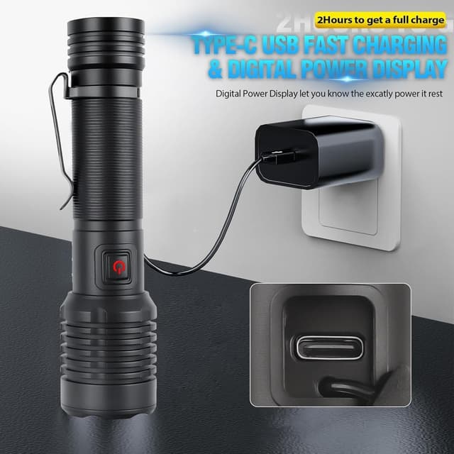 Detalle 2 de DXHGHYGL Torcia LED ricaricabile USB-C fino a 90.000 lumen, IPX6