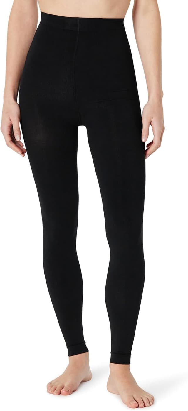 Detalle de Amazon Essentials Damen blickdichte fußlose Strumpfhose (2er-Pack) – weich, dehnbar, alltagstauglich