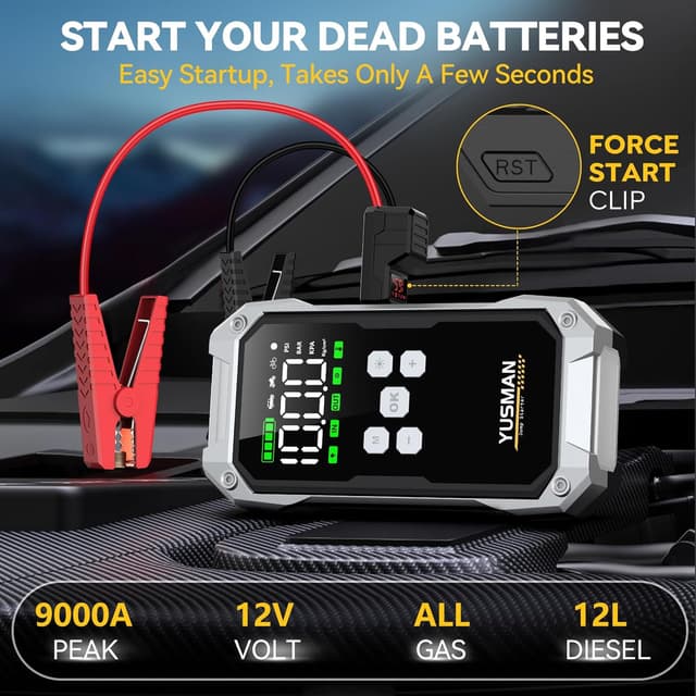 Detalle 2 de YUSMAN Arrancador 12V 8000A con inflador 150 PSI