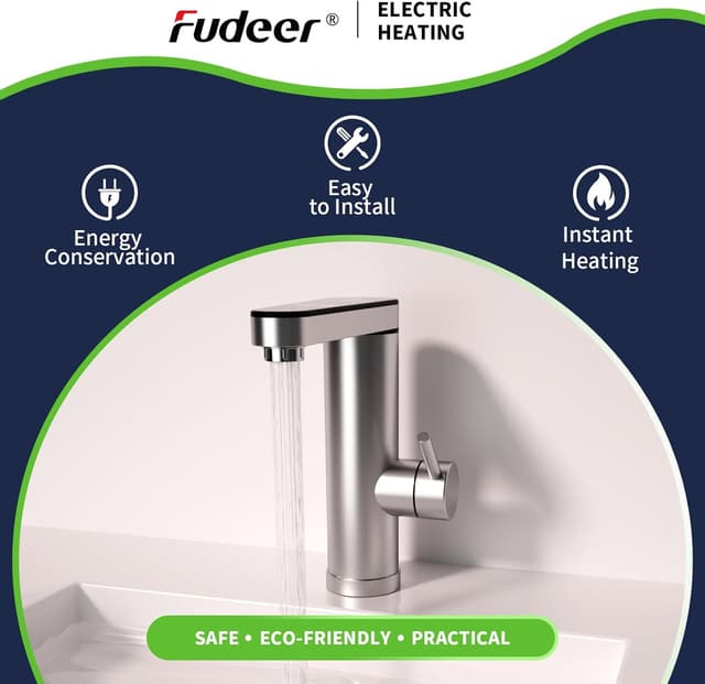 Detalle 2 de Fudeer Instant Hot Water Faucet 220V (3.3KW) — electric bathroom tap with digital display, 30–45℃