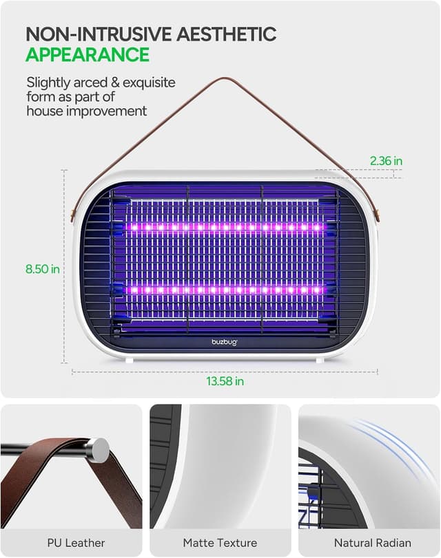 Detalle 2 de Buzbug LED Fly Zapper Indoor MA015B – dual-colour 365nm/395nm light mosquito & fly trap