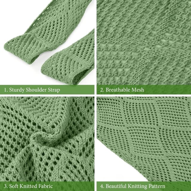 Detalle 1 de Aucuu sac fourre-tout femme en crochet ajouré (tricot) pour shopping et vie quotidienne