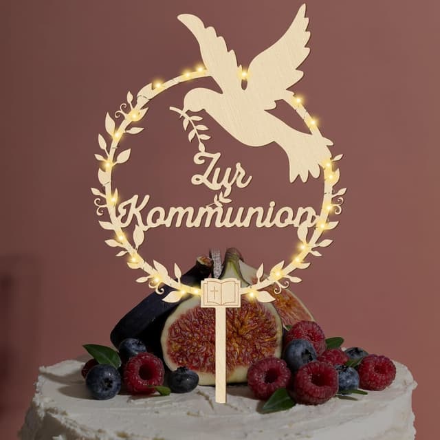 Detalle de Giftota Kommunion Cake Topper aus Holz