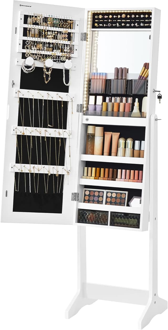 Detalle de SONGMICS JJC023W01 armario joyero con espejo