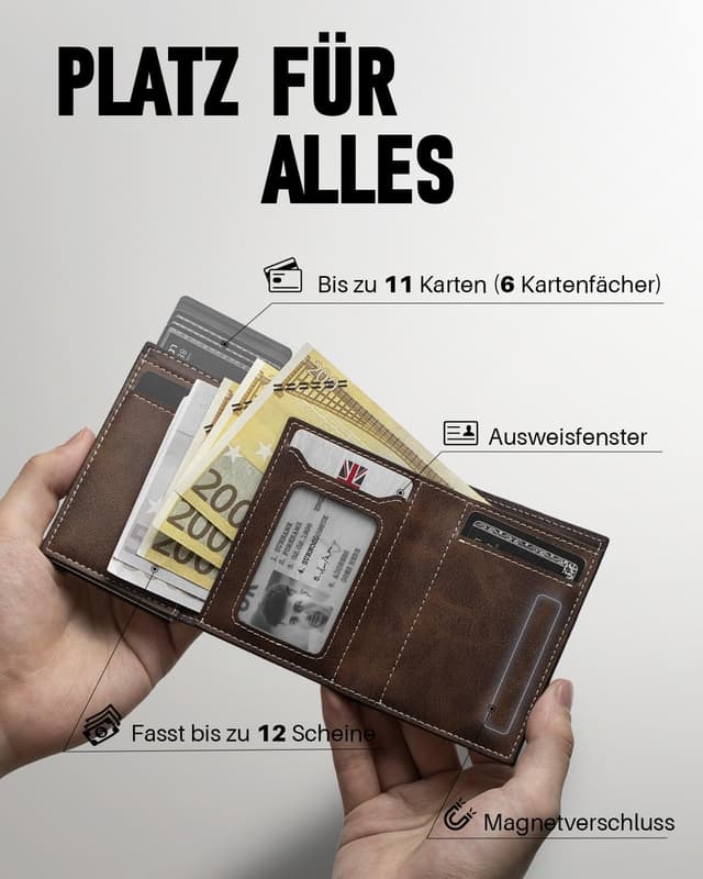 Detalle de MYSHION Herren-Geldbörse mit RFID 10,3 cm