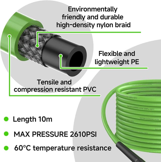 Detalle 2 de OHAYORI 10m Pressure Washer Hose Replacement (Click Type Quick Connect) for Karcher K2–K7