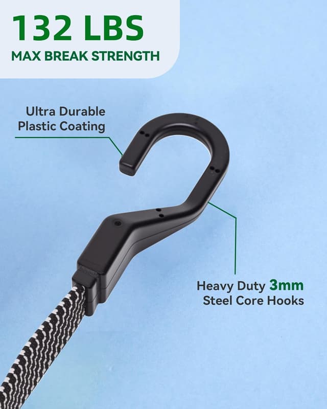 Detalle 2 de LuckyStraps 6-Pack 32 in Flat Adjustable Bungee Cords with Hooks