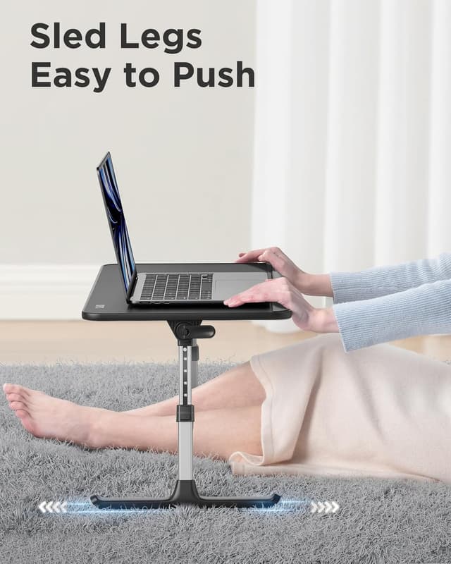 Thumbnail 6 de SAIJI Leather Laptop Bed Tray Table (Adjustable Lap Desk with Removable Stopper) - Medium, Black