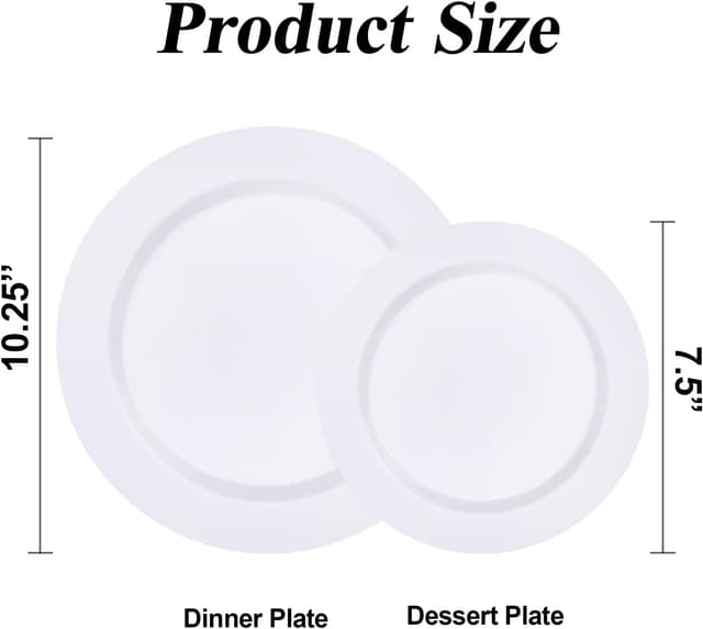 Thumbnail 1 de Beststar 200PCS White Plastic Dinner Plates
