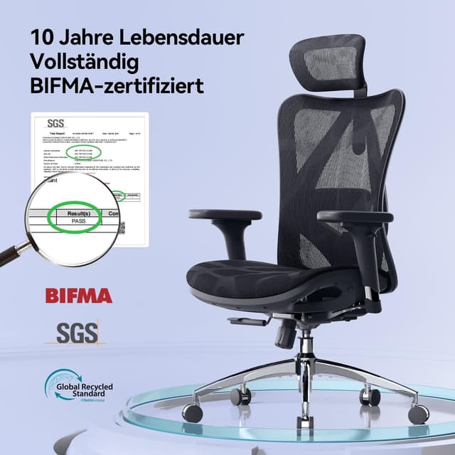Detalle 1 de SIHOO M57 ergonomischer Bürostuhl bis 150 kg