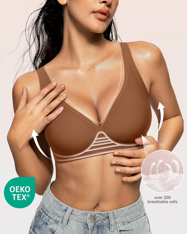 Detalle 2 de OEAK Deep V Wireless Bra 3D Support 🎀
