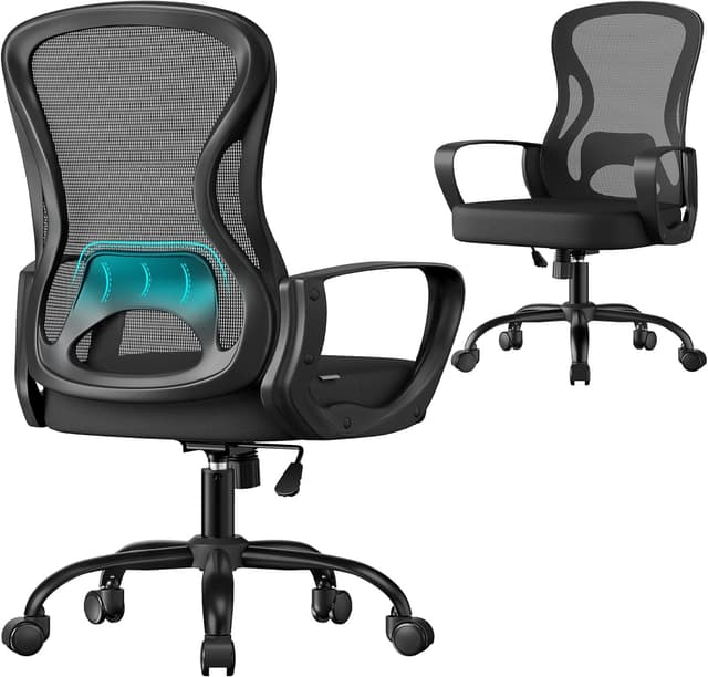 Detalle de SONGMICS Ergonomic Office Chair (OBN043BH03) – Mesh swivel chair with lumbar support and rocking function