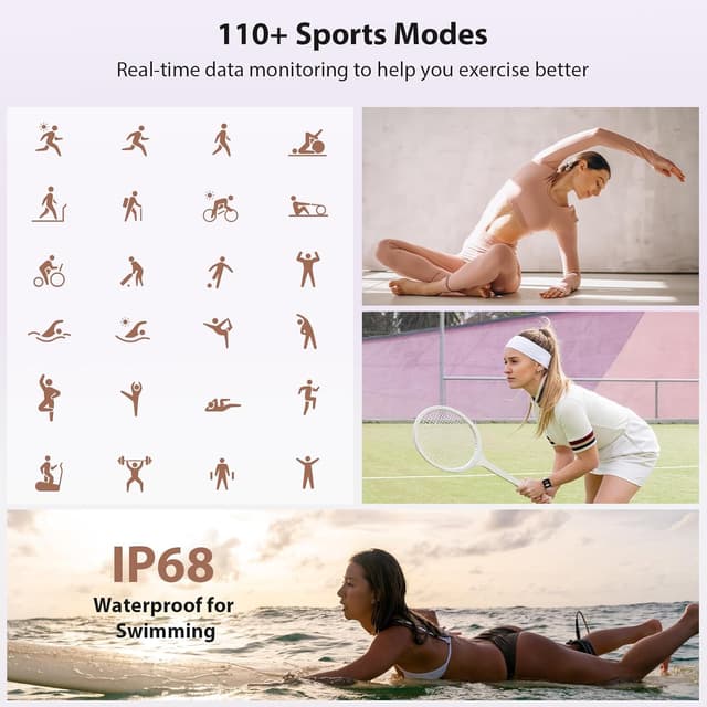 Detalle de Yoever Smart Watch for Women (Answer/Make Calls) with 1.85" HD Screen, Bluetooth 5.3 & IP68