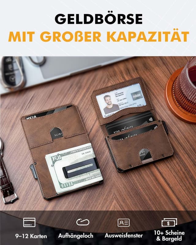Thumbnail 6 de MYSHION Geldbörse Herren RFID Schutz 12 Karten