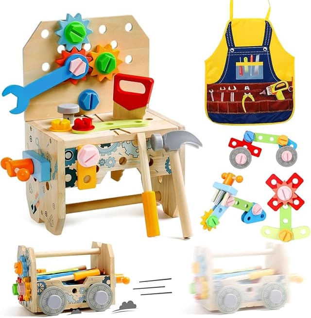 Detalle de Caja Herramientas Infantil Coche de Madera 39 Piezas