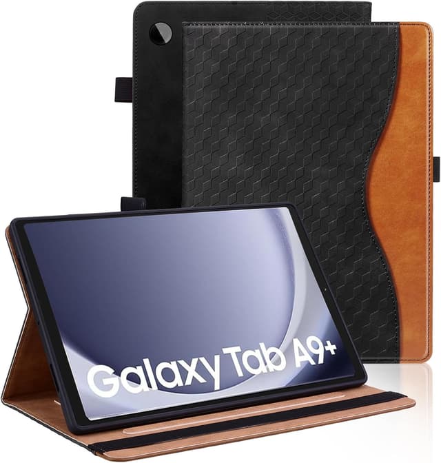 Detalle de Vkooer Schutzhülle für Samsung Galaxy Tab A9+ 11 Zoll (SM-X210/X215/X216) – PU-Folio Cover mit Auto Schlaf/Wachfunktion, schwarz