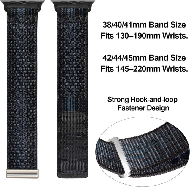 Detalle de GZ GZHISY Sport Loop Nylon Band for Apple Watch (38mm–49mm, Ultra 2, Series 9/8/7/6 SE/5/4/3/2/1)