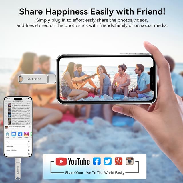 Detalle 1 de LESOGE MFi 512GB USB C Lightning stick