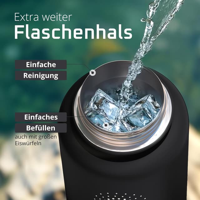 Detalle de BeMaxx ACTIVE FLASK Edelstahl-Trinkflasche mit Strohhalm & 3 Deckeln, BPA-frei, auslaufsicher